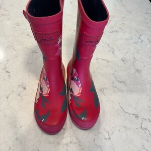 Joules Girl’s Pink Floral Rain Boots